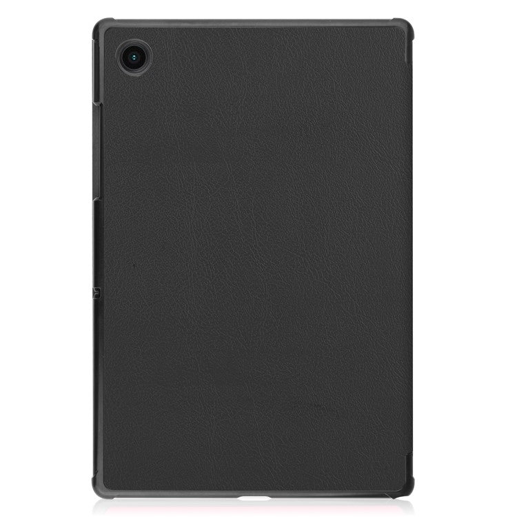 For Samsung Galaxy Tab A8 10.5 (2021) / A8 10.5 (2022) Trifold Stand PU Leather Hard PC Inner Shockproof Protective Tablet Cover - Black