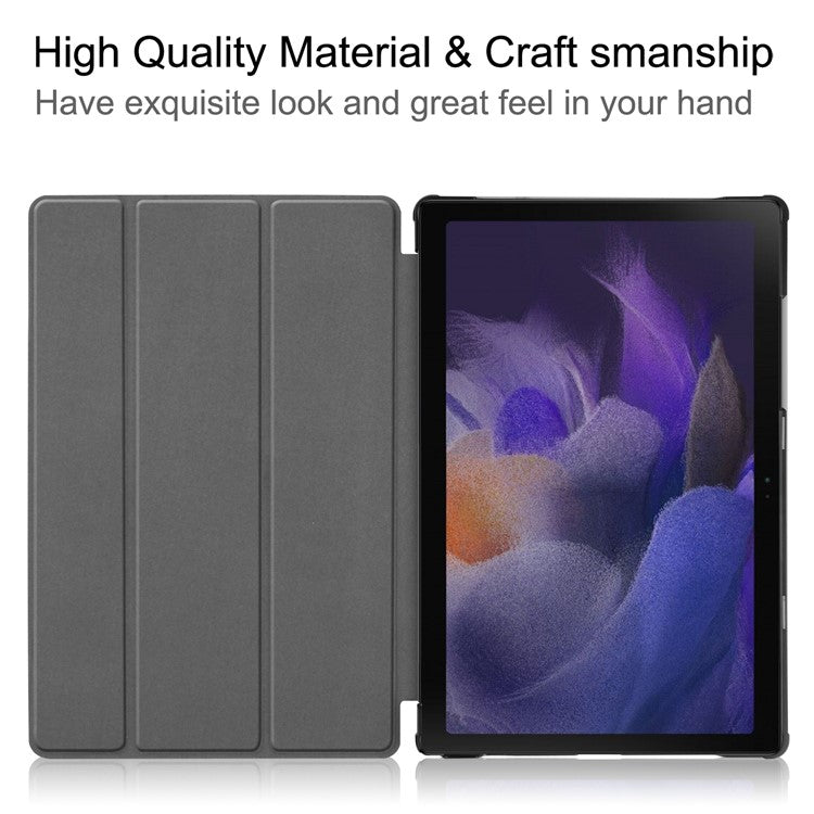 For Samsung Galaxy Tab A8 10.5 (2021) / A8 10.5 (2022) Trifold Stand PU Leather Hard PC Inner Shockproof Protective Tablet Cover - Black