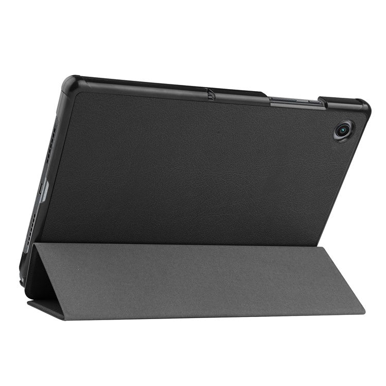 For Samsung Galaxy Tab A8 10.5 (2021) / A8 10.5 (2022) Trifold Stand PU Leather Hard PC Inner Shockproof Protective Tablet Cover - Black