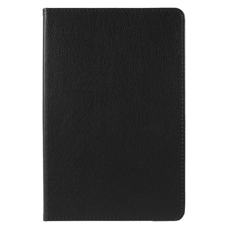 For Samsung Galaxy Tab A8 10.5 (2021) Litchi Texture PU Leather 360 Degree Swivel Stand Protective Tablet Case with Elastic Band - Black