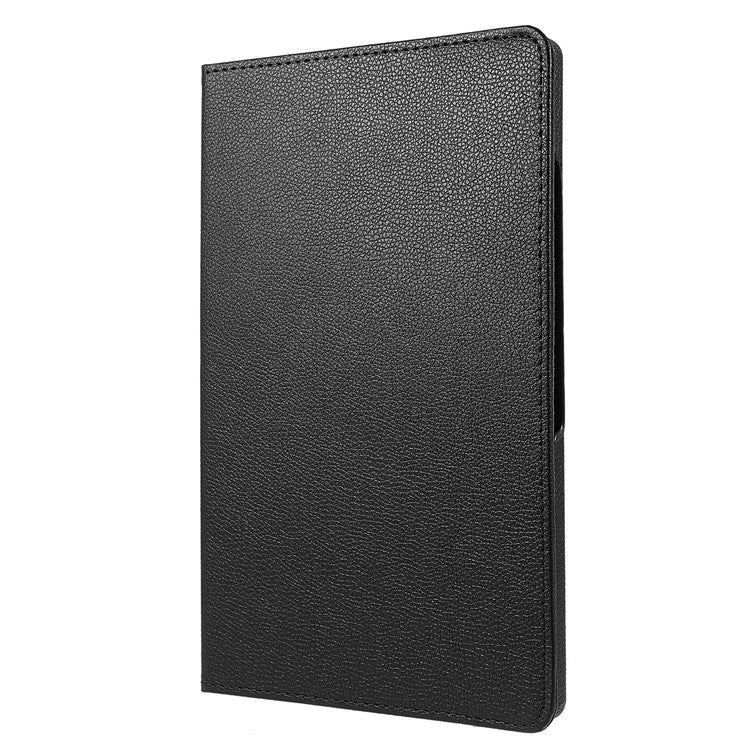 For Samsung Galaxy Tab A8 10.5 (2021) Litchi Texture PU Leather 360 Degree Swivel Stand Protective Tablet Case with Elastic Band - Black