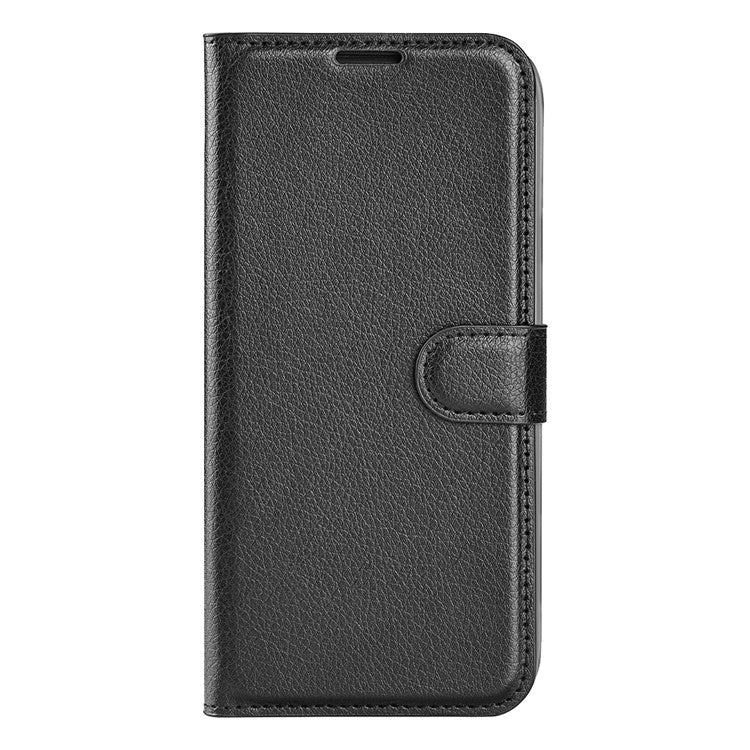 For Samsung Galaxy A33 5G Litchi Texture PU Leather Flip Stand Case Wallet Style Magnetic Clasp Protective Phone Cover - Black