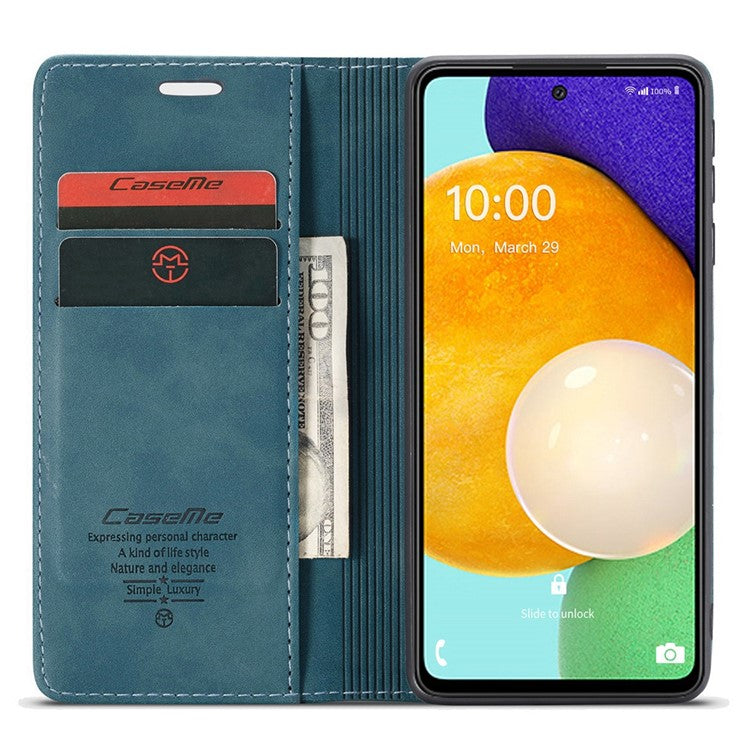 CASEME 013 Series PU Leather Folio Phone Case Wallet Stand Design Lightweight Auto-absorbed Phone Covering for Samsung Galaxy A53 5G - Green