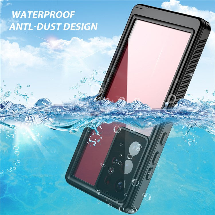 REDPEPPER FS Series Waterproof Case for Samsung Galaxy S22 Ultra 5G Transparent Hybrid Back Phone Cover [Support Fingerprint Unlock] IP68 IP6X