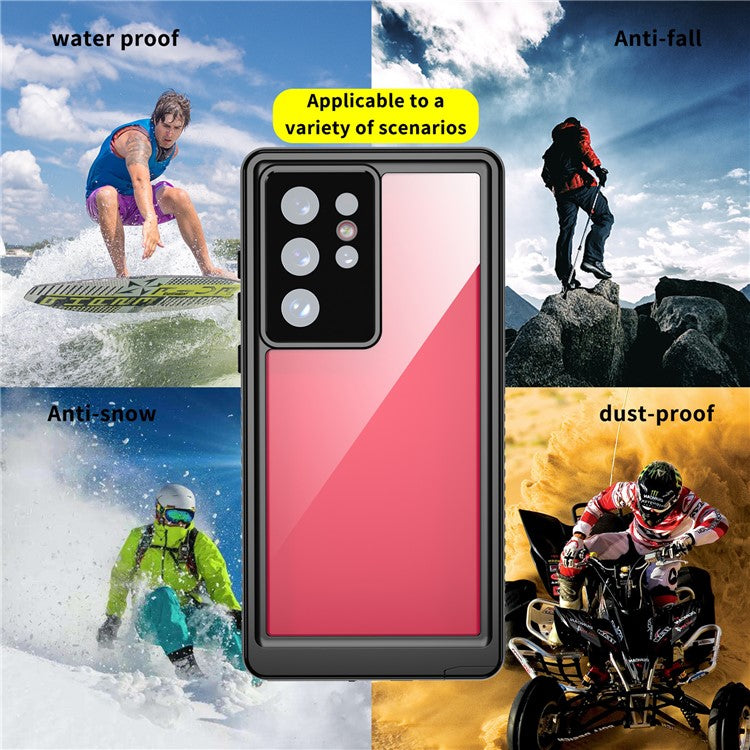 REDPEPPER FS Series Waterproof Case for Samsung Galaxy S22 Ultra 5G Transparent Hybrid Back Phone Cover [Support Fingerprint Unlock] IP68 IP6X