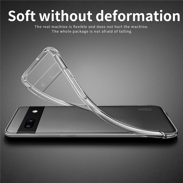 MOFI Flexible TPU Phone Case for Google Pixel 7a , Transparent Cellphone Back Protector Cover