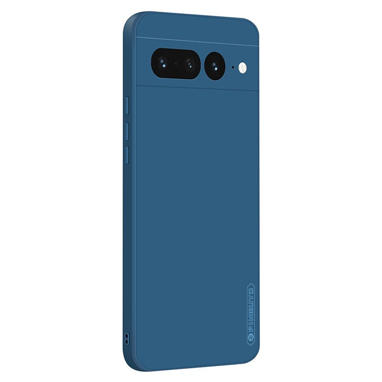 PINWUYO JK TPU-2 Series for Google Pixel 7 Pro 5G Phone Case Fiber Flocking Lining Protective TPU Cover - Dark Blue