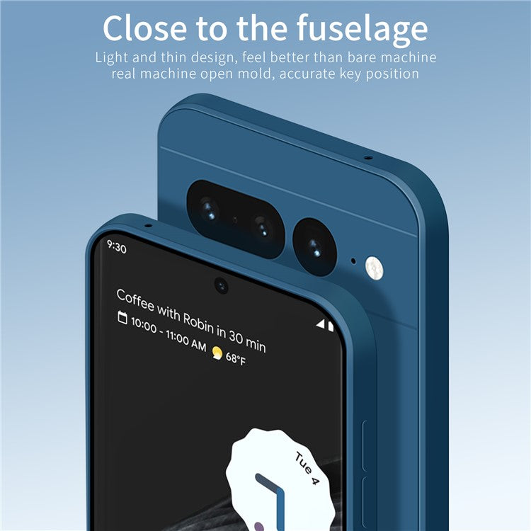 PINWUYO JK TPU-2 Series for Google Pixel 7 Pro 5G Phone Case Fiber Flocking Lining Protective TPU Cover - Dark Blue