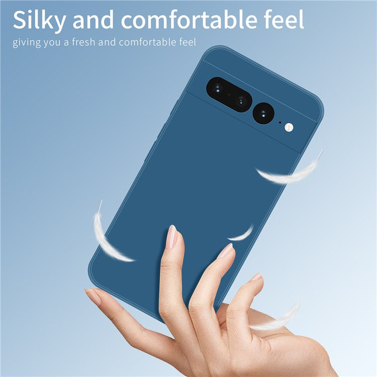 PINWUYO JK TPU-2 Series for Google Pixel 7 Pro 5G Phone Case Fiber Flocking Lining Protective TPU Cover - Dark Blue