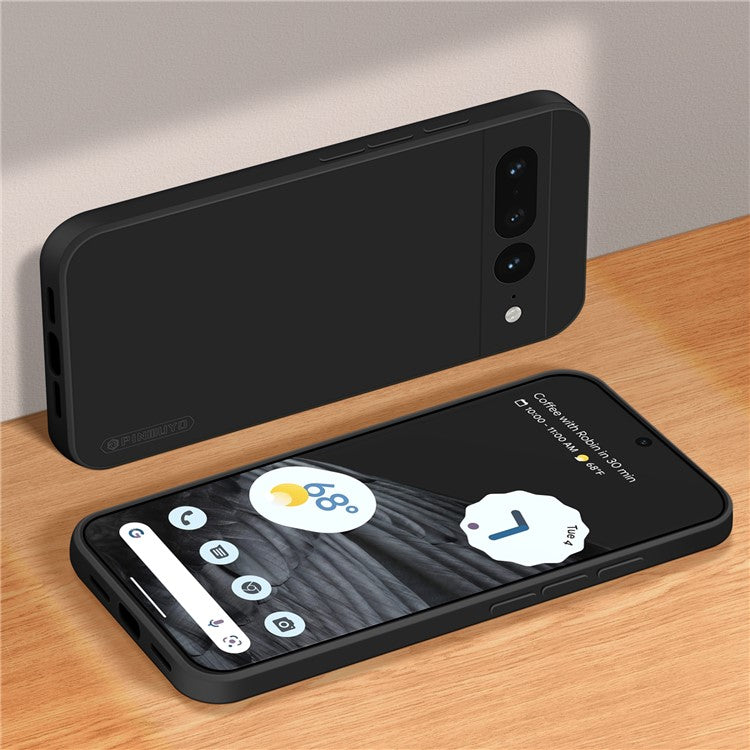 PINWUYO JK TPU-2 Series for Google Pixel 7 Pro 5G Phone Case Fiber Flocking Lining Protective TPU Cover - Black