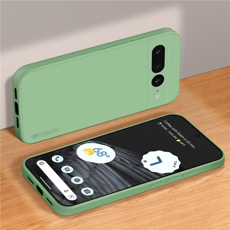 PINWUYO JK TPU-2 Series for Google Pixel 7 Pro 5G Phone Case Fiber Flocking Lining Protective TPU Cover - Matcha Green