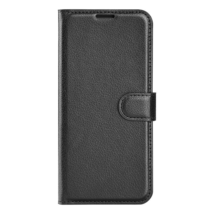 For Samsung Galaxy S8 Litchi Skin Leather Stand Case with Folio Flip Wallet Stand Design - Black