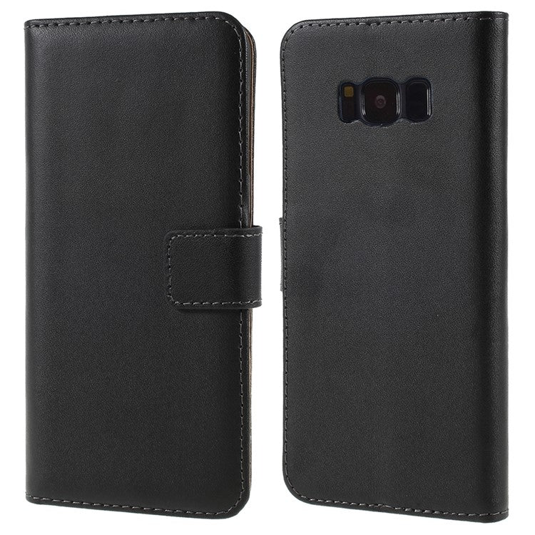 For Samsung Galaxy S8 G950 Well-Selected Split Leather Wallet Phone Accessory Shell - Black