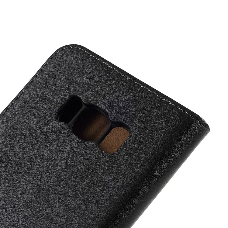 For Samsung Galaxy S8 G950 Well-Selected Split Leather Wallet Phone Accessory Shell - Black