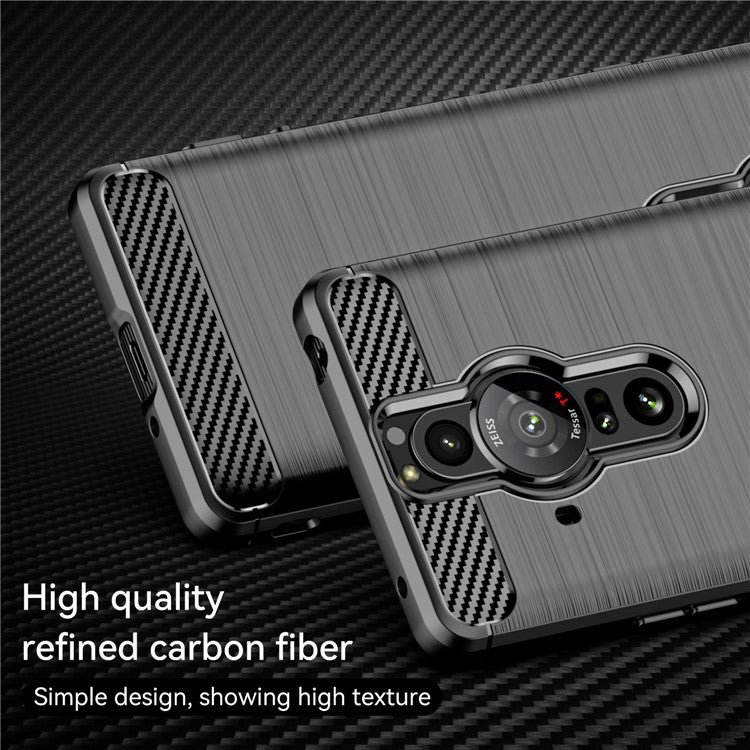 1.8mm Flexible TPU Anti-Scratch Carbon Fiber Brushed Protective Case Cover for Sony Xperia Pro-I - Black