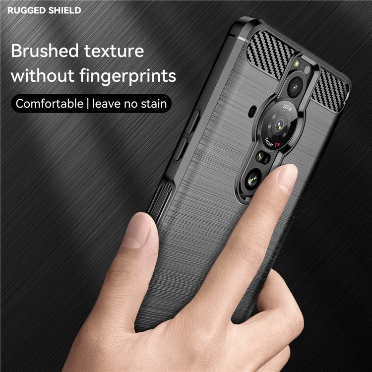 1.8mm Flexible TPU Anti-Scratch Carbon Fiber Brushed Protective Case Cover for Sony Xperia Pro-I - Black