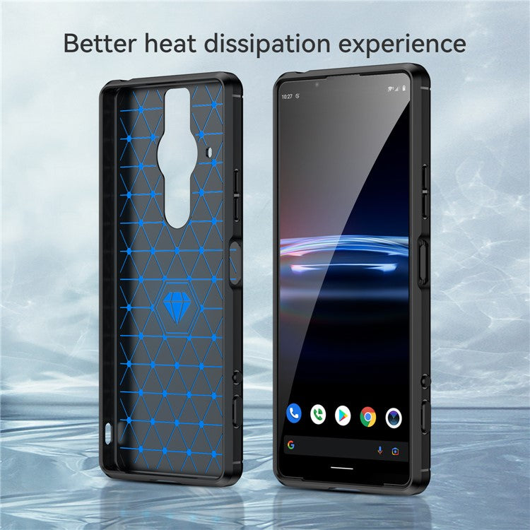 1.8mm Flexible TPU Anti-Scratch Carbon Fiber Brushed Protective Case Cover for Sony Xperia Pro-I - Black