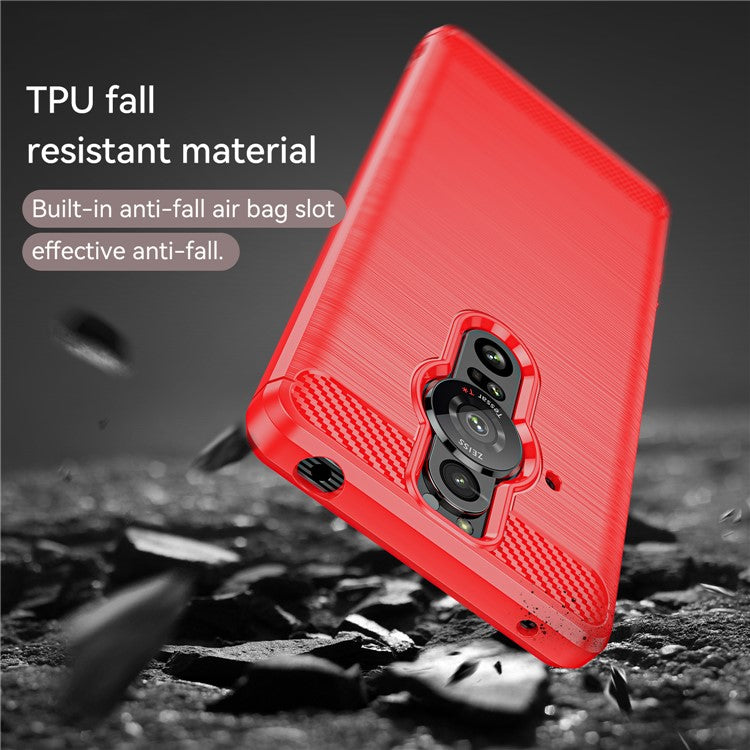 1.8mm Flexible TPU Anti-Scratch Carbon Fiber Brushed Protective Case Cover for Sony Xperia Pro-I - Red