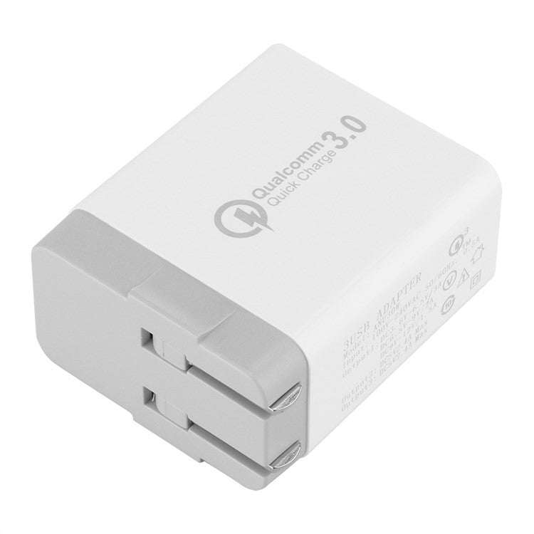 30W QC 3.0 Quick Charge 3 USB Ports Wall Charger USB Travel Adapter for iPhone Samsung Huawei - US Plug