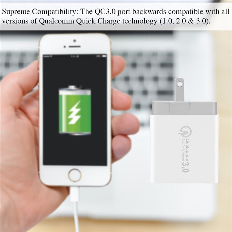 30W QC 3.0 Quick Charge 3 USB Ports Wall Charger USB Travel Adapter for iPhone Samsung Huawei - US Plug