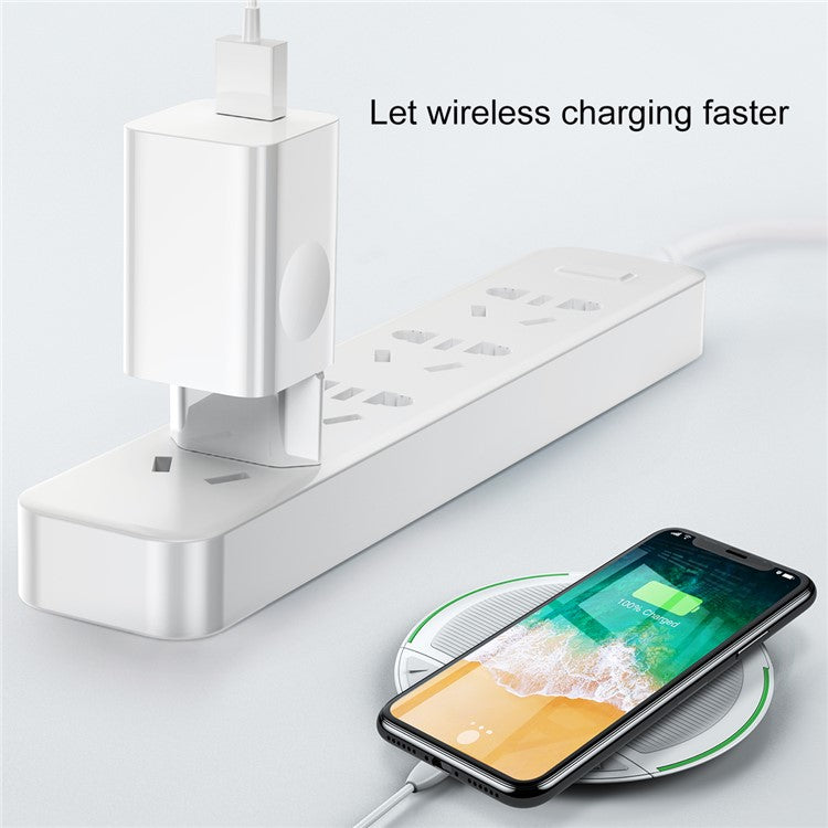 BASEUS 24W Single USB Port Wireless Charging Quick Charger - White / EU Plug