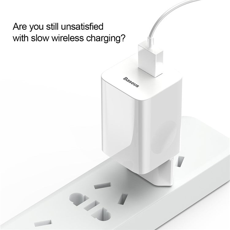 BASEUS 24W Single USB Port Wireless Charging Quick Charger - White / EU Plug