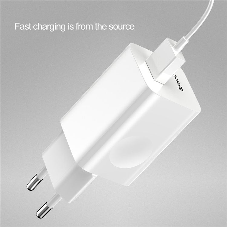 BASEUS 24W Single USB Port Wireless Charging Quick Charger - White / EU Plug