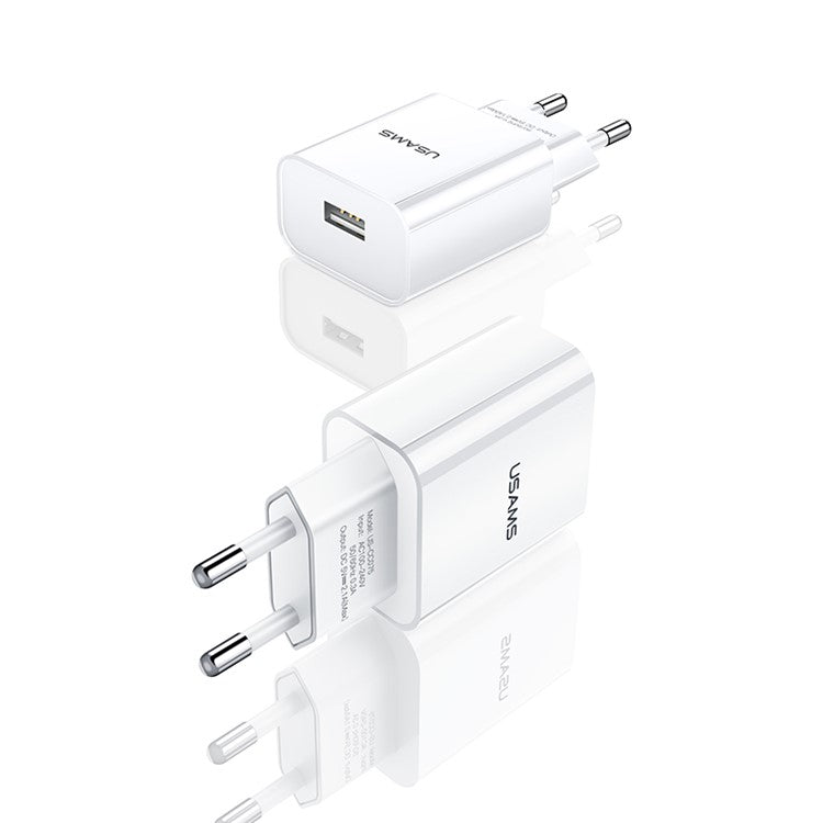 USAMS US-CC075 T18 5V 2.1A Single USB Travel Wall Time-Saving Charger for Smartphones - EU Plug