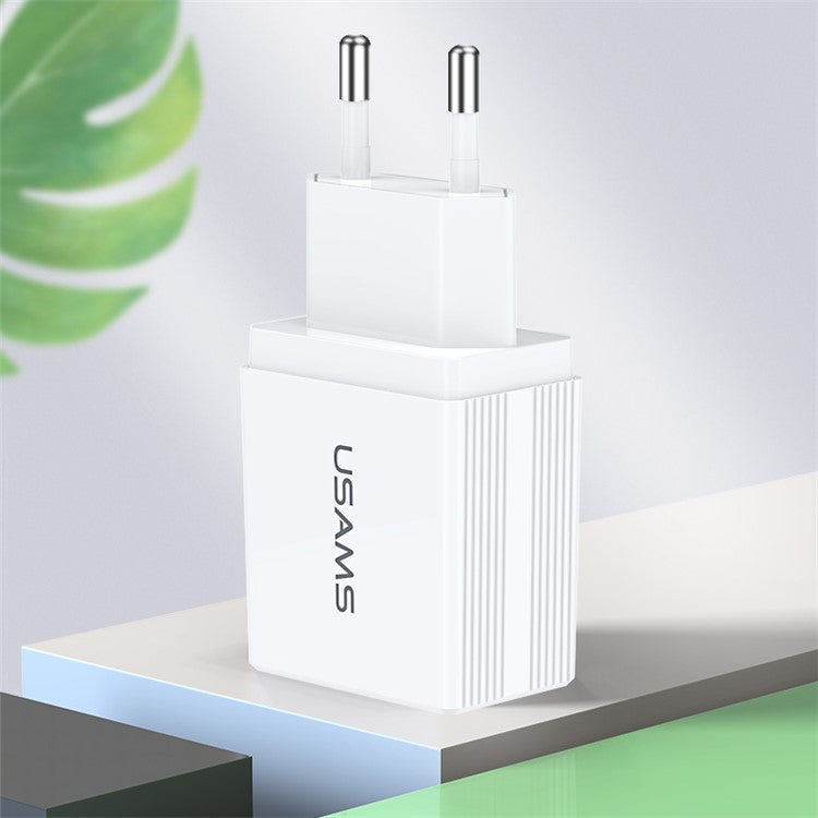 USAMS US-CC T24 2.1A Dual-USB Portable Travel Wall Charger - EU Plug