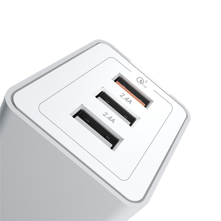 ESSAGER QC3.0 + Dual 2.4A USB 30W Travel Charger Wall Charger - White/EU Plug