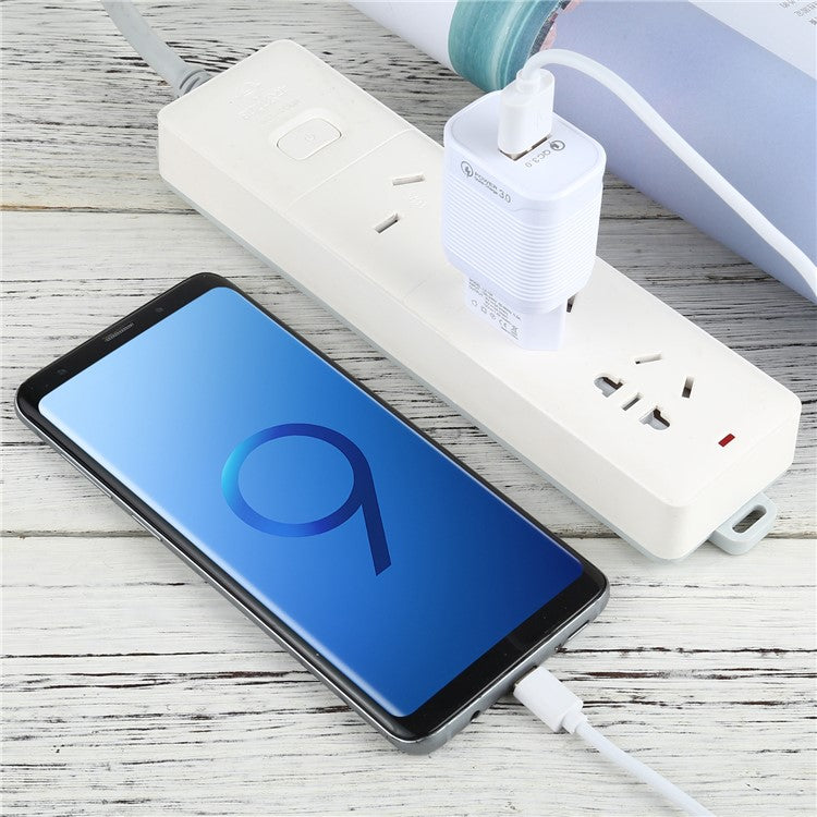 LZ-728 2 in 1 QC 3.0 18W [EU Plug] Travel Charger + USB to Lightning 8 Pin Data Cable, 1m - White