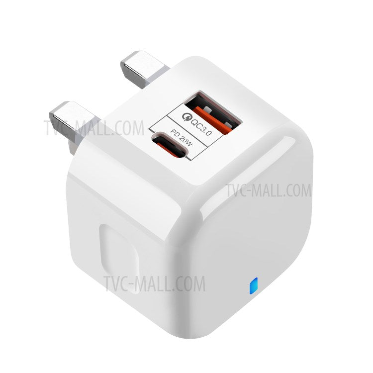 YSY-6087 PD 20W+QC 3.0 Dual Port Wall Charger Travel Power Adapter - UK Plug