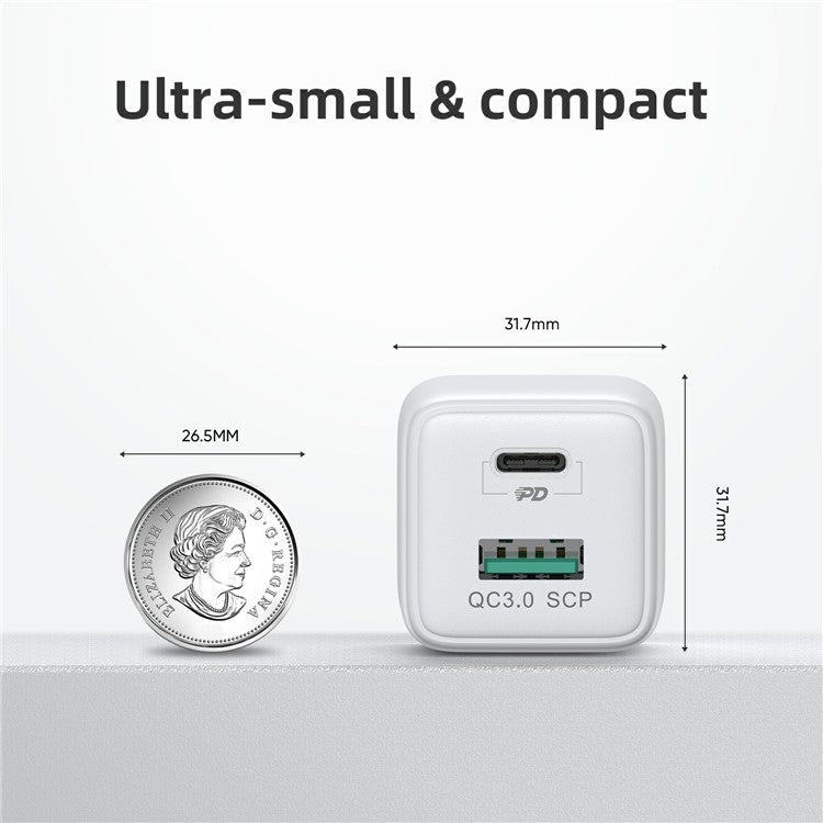 JOYROOM JR-QP303 PD+QC3.0 30W Mini 2 Ports Travel Wall Charger EU Plug Fast Charging Power Adapter