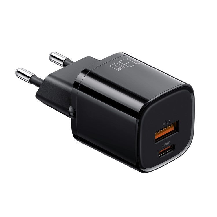 MCDODO CH-0150 MDD Nano Series EU Plug PD33W USB A+C Dual Ports Fast Charging Power Adapter Wall Charger - Black