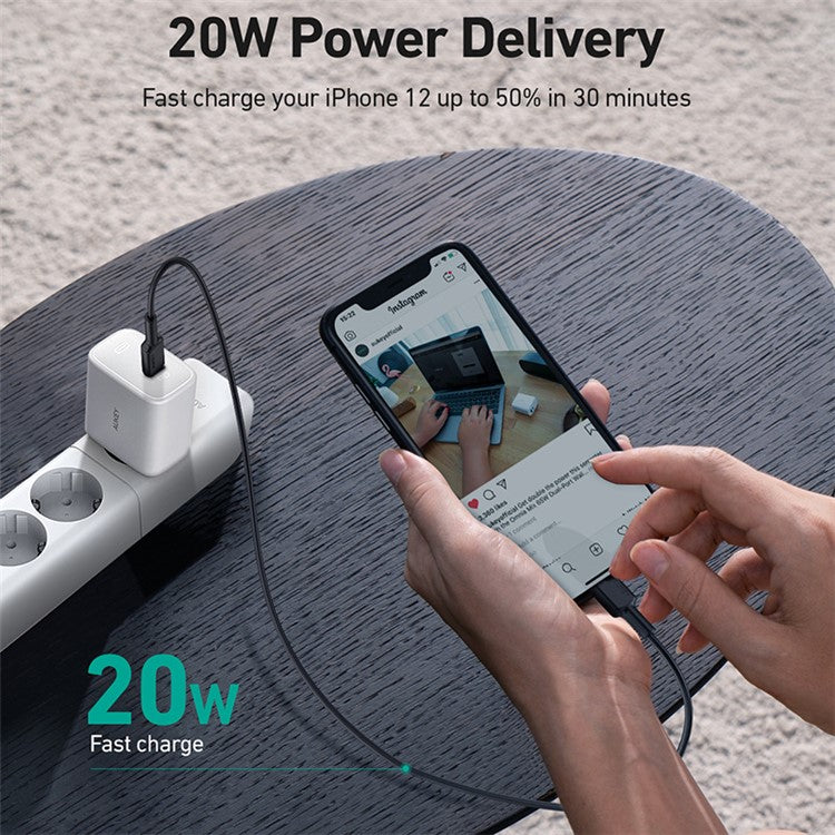 AUKEY PA-F1S Swift PD 20W Fast Charger USB C Charging Adapter for iPhone 12 13 - EU Plug/White