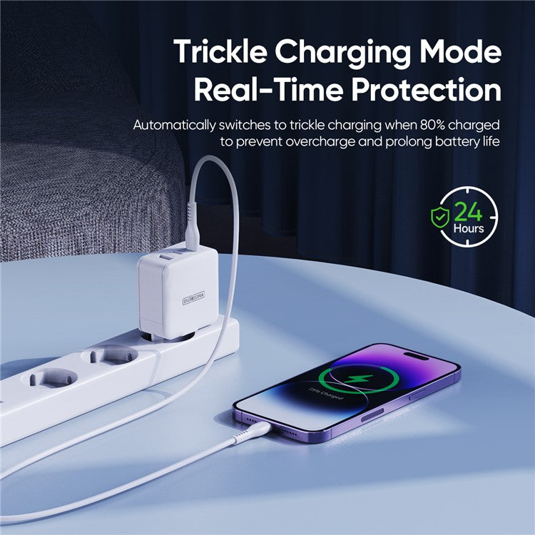 DUZZONA T9 PD 65W 3 Port USB C GaN Wall Charger PPS PD Fast Charger Power Adapter (CE / UKCA / RoHS Certified) - EU Plug