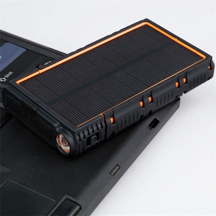 Outdoor Waterproof / Shockproof / Dust-Proof Dual USB 10000mAh Solar Power Bank Phone Tablet External Battery with Flashlight - Orange