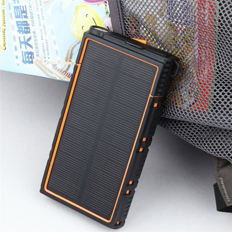 Outdoor Waterproof / Shockproof / Dust-Proof Dual USB 10000mAh Solar Power Bank Phone Tablet External Battery with Flashlight - Orange