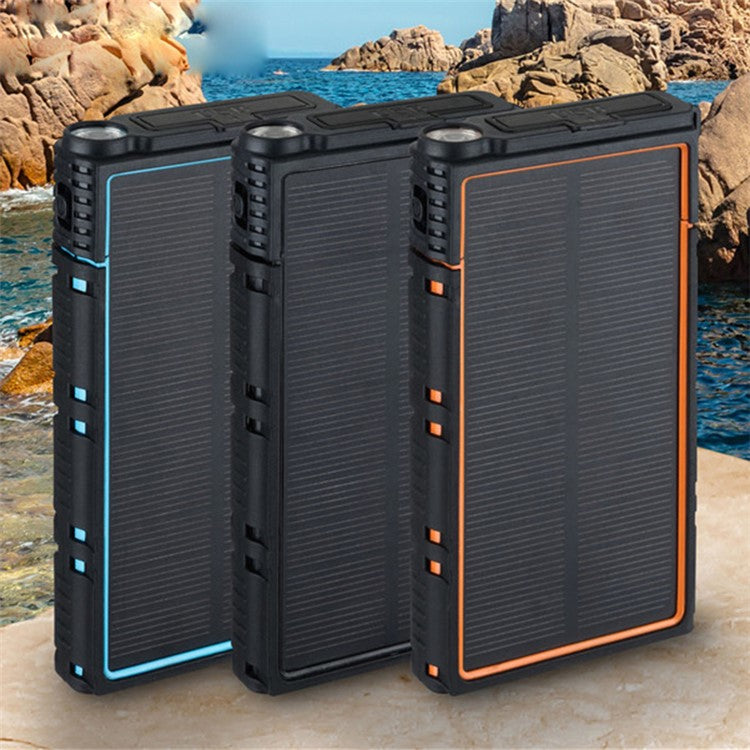 Outdoor Waterproof / Shockproof / Dust-Proof Dual USB 10000mAh Solar Power Bank Phone Tablet External Battery with Flashlight - Orange