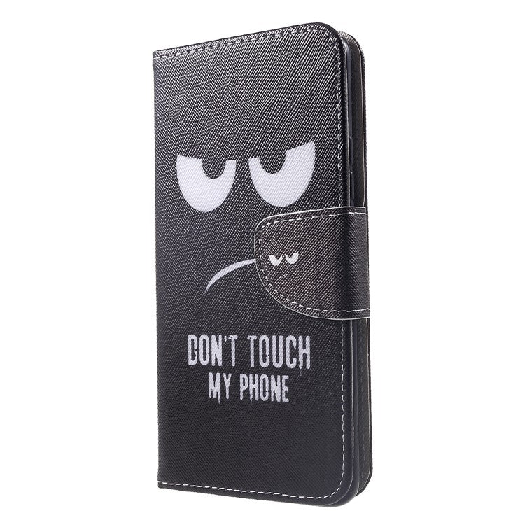 Cross Texture Pattern Printing Wallet Leather Case for Huawei Mate 20 Pro - Do Not Touch My Phone