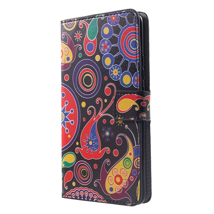 Pattern Printing PU Leather Magnetic Wallet Stand Protective Cover for Huawei Mate 20 Pro - Abstract Pattern