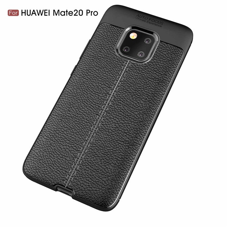 Litchi Texture TPU Back Case for Huawei Mate 20 Pro - Black