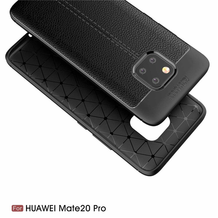 Litchi Texture TPU Back Case for Huawei Mate 20 Pro - Black