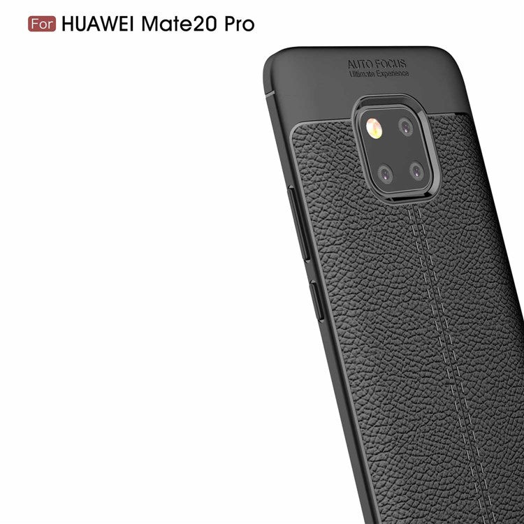 Litchi Texture TPU Back Case for Huawei Mate 20 Pro - Black