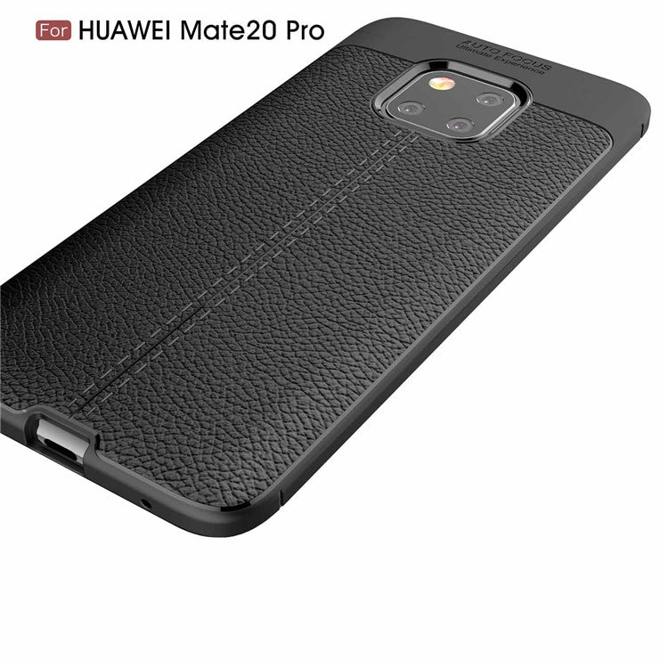 Litchi Texture TPU Back Case for Huawei Mate 20 Pro - Black