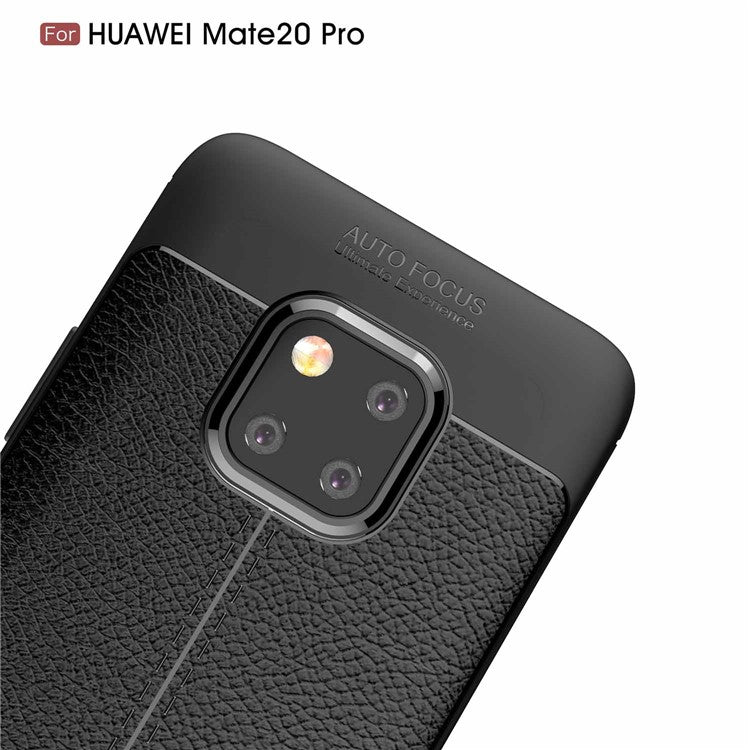 Litchi Texture TPU Back Case for Huawei Mate 20 Pro - Black