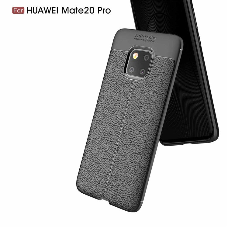 Litchi Texture TPU Back Case for Huawei Mate 20 Pro - Black