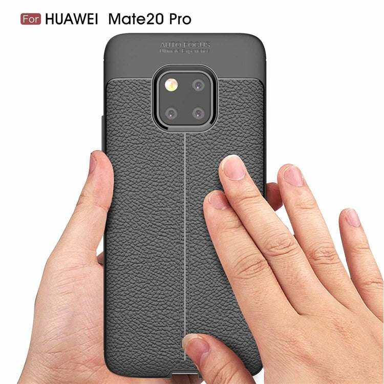 Litchi Texture TPU Back Case for Huawei Mate 20 Pro - Black