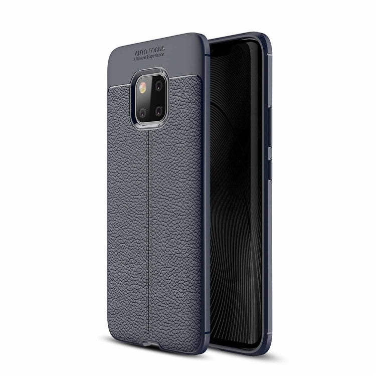 Litchi Texture TPU Cell Phone Case for Huawei Mate 20 Pro - Dark Blue