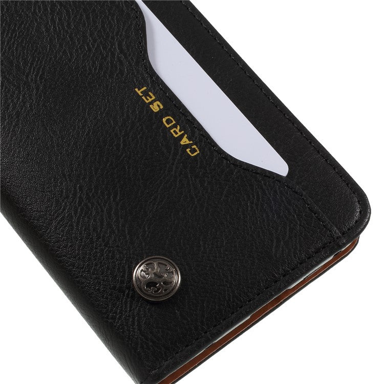 PU Leather Auto-absorbed Stand Wallet Phone Cover for Huawei Mate 20 Pro - Black